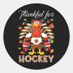 Truthahn dankbar für Hockey Thanksgiving Hockey Ju Runder Aufkleber