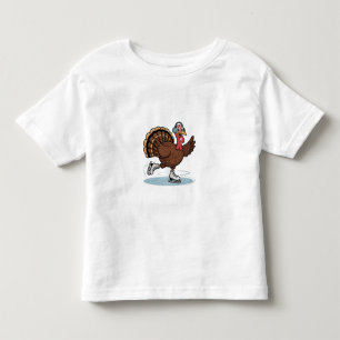 Truthahn Eislaufen Erntedankfest Gockel Kleinkind T-shirt