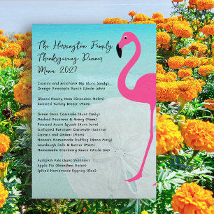 Truthahn-Familienessen-Flamingo-Menüvorlage Einladung