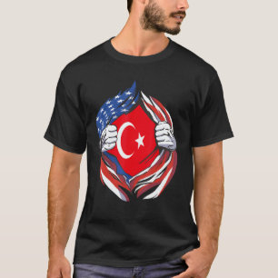 Truthahn-Flagge Amerikanisch Stolz Auf Meine Türki T-Shirt