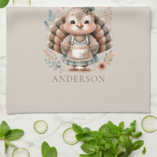 Truthahn Floral Chic Personalisiert Geschirrtuch