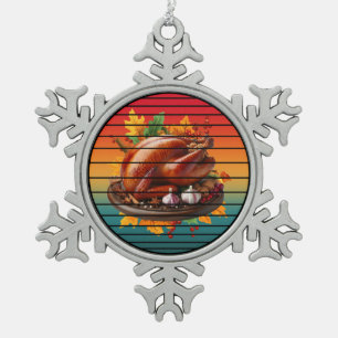 Truthahn frohen Erntedankfesttag Herbstsaison Herb Schneeflocken Zinn-Ornament