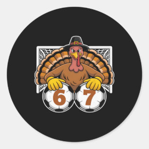 Truthahn Fußball 67 Meme Lustig Thanksgiving Sport Runder Aufkleber