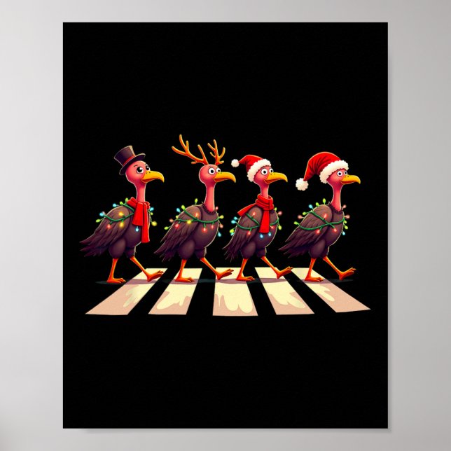 Truthahn-Geier überquert Straße Xmas  Poster (Vorne)
