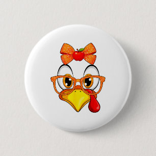 Truthahn Gesicht Apfel Kokette Herbst Thanksgiving Button