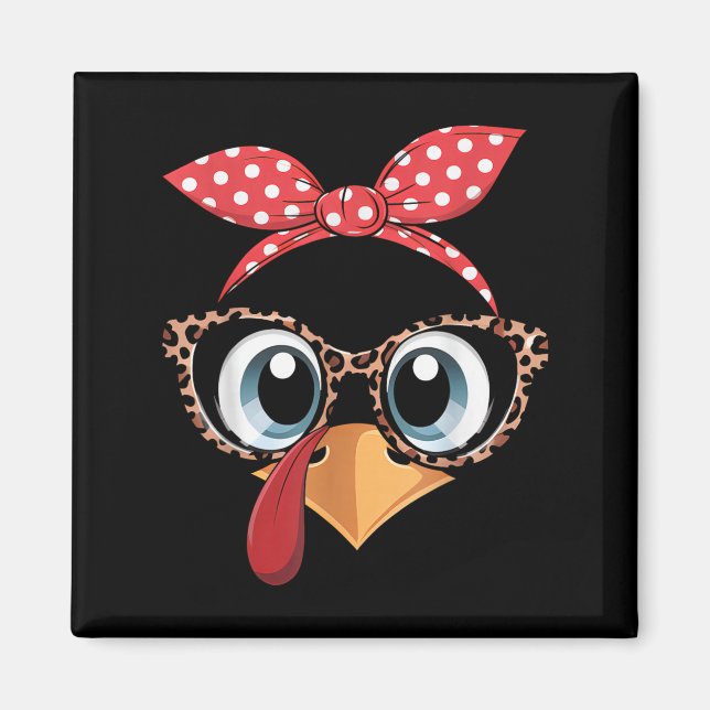 Truthahn Gesicht Leopard Stirnband Thanksgiving Pi Magnet (Vorne)