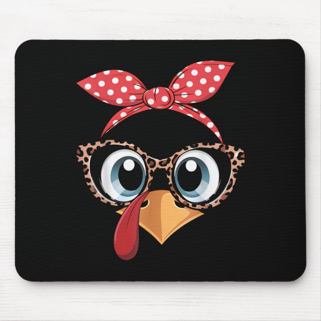 Truthahn Gesicht Leopard Stirnband Thanksgiving Pi Mousepad (Vorne)