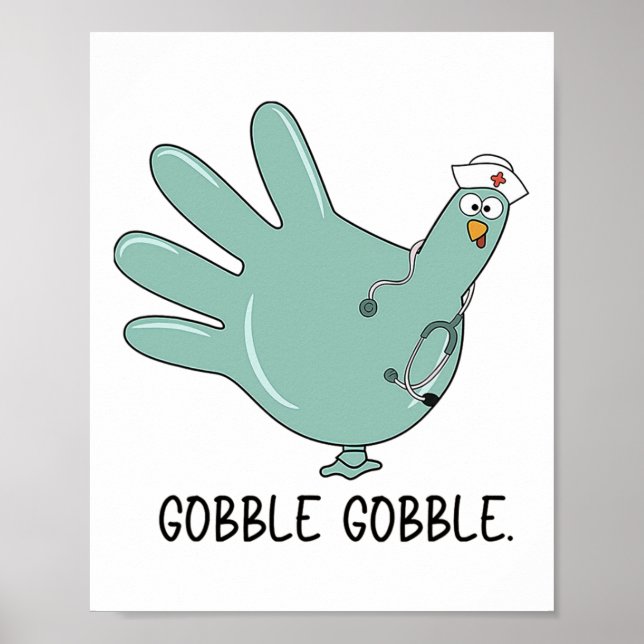 Truthahn Handschuh Thanksgiving Gackern Krankensch Poster (Vorne)