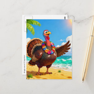 Truthahn im Urlaub am Strand Postkarte