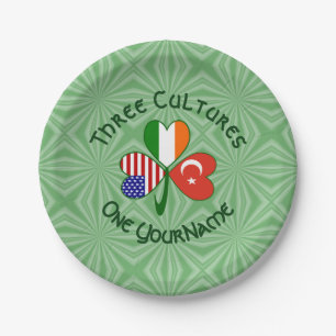 Truthahn Irland USA Kleeblatt Flagge Personalisier Pappteller