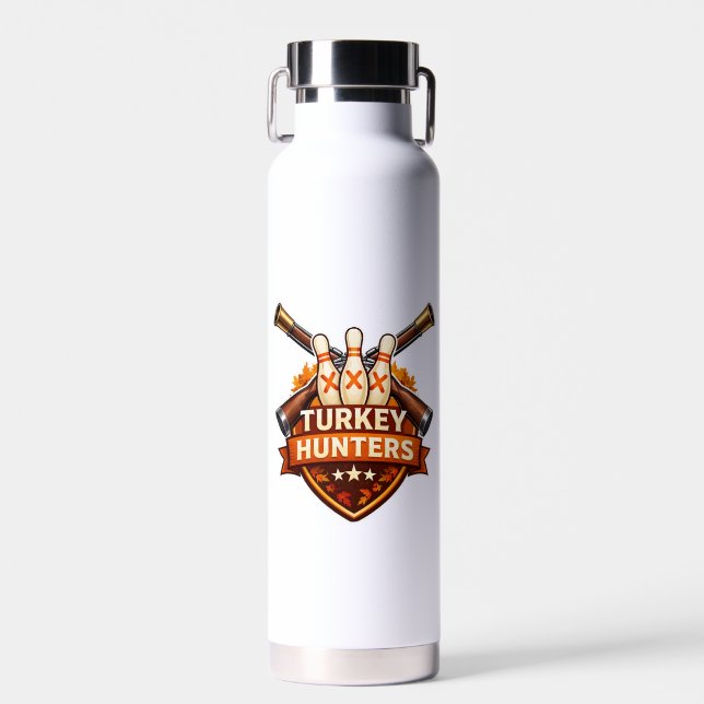 Truthahn-Jäger-Bowling-Team-Logo Trinkflasche (Vorne)