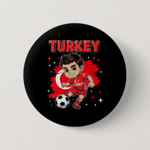 Truthahn Kid Ziel Cartoon Türkei Türkische Flagge  Button