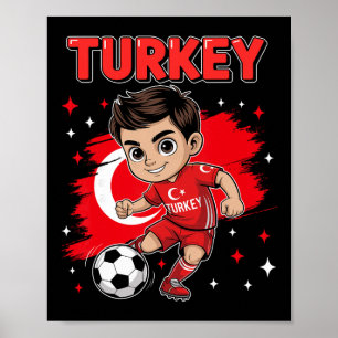 Truthahn Kid Ziel Cartoon Türkei Türkische Flagge Poster