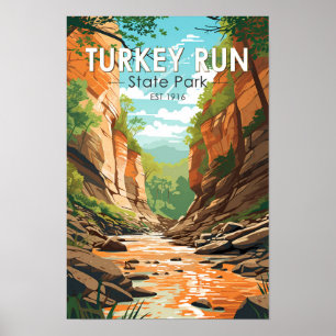 Truthahn Lauf Staatspark Indiana Reise Kunst Vinta Poster