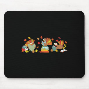 Truthahn liest Bücher Herbst Erntedankfest Lehrer Mousepad