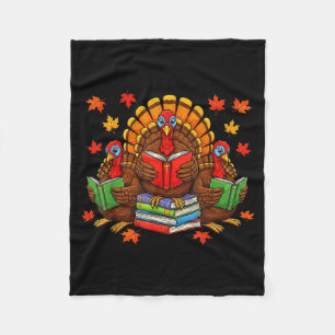 Truthahn liest Bücher Lehrer Herbst Thanksgiving B Fleecedecke