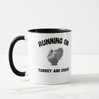 Truthahn-Marathon und Chaos Lustiger Thanksgiving- Tasse