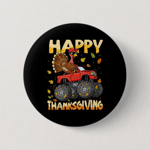 Truthahn-Monster-Truck-Erntedankfest-Jungen-Kinder Button