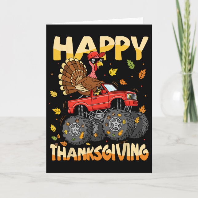 Truthahn-Monstertruck-Thanksgiving-Jungen-Kinder-T Karte (Vorderseite)