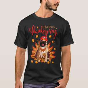 Truthahn Mops Ahornblatt Herbst Stimmung Thanksgiv T-Shirt