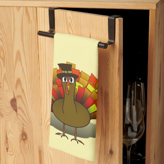 Truthahn Pilger Erntedankfest Geschirrtuch (Drittel gefaltet)