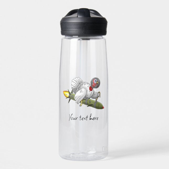 Truthahn-Rakete im Weltraum Trinkflasche (Vorne)