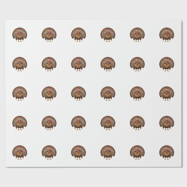 Truthahn-Santa-Hut-Weihnachtslichter Frohes Gacker Geschenkpapier (Flach)