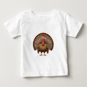 Truthahn-Santa-Hut-Weihnachtslichter Fröhliches Ga Baby T-shirt