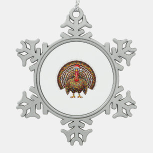Truthahn-Santa-Hut-Weihnachtslichter Fröhliches Ga Schneeflocken Zinn-Ornament