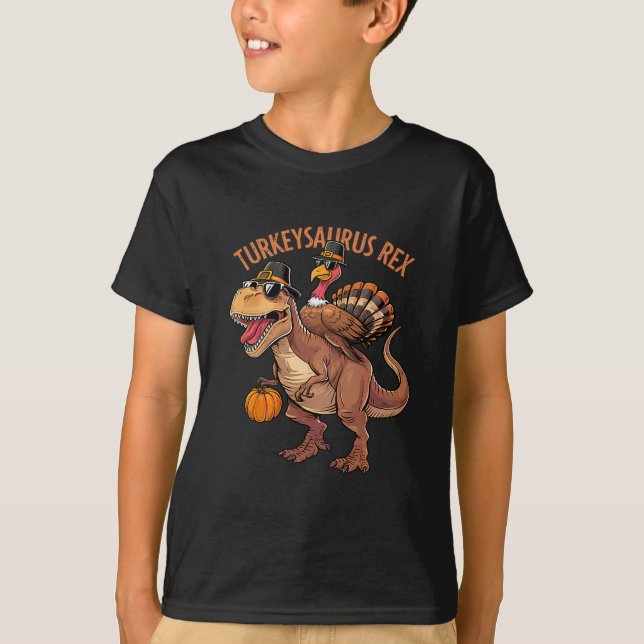 Truthahn Saurus Rex Truthahn Dino Erntedankfest Kl T-Shirt (Vorderseite)