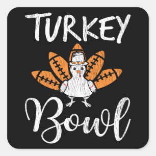 Truthahn-Schüssel Lustiger Thanksgiving-Football-T Quadratischer Aufkleber