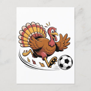 Truthahn spielt Fußball Thanksgiving Sportliebhabe Ankündigungspostkarte