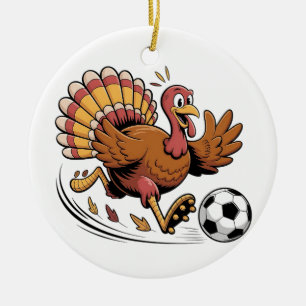 Truthahn spielt Fußball Thanksgiving Sportliebhabe Keramik Ornament