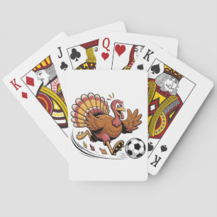 Truthahn spielt Fußball Thanksgiving Sportliebhabe Spielkarten