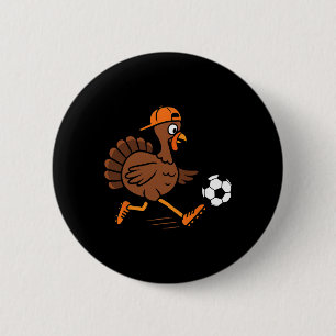 Truthahn spielt Fußball Thanksgiving Truthahn Kind Button