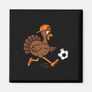 Truthahn spielt Fußball Thanksgiving Truthahn Kind Magnet