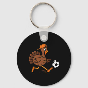Truthahn spielt Fußball Thanksgiving Truthahn Kind Schlüsselanhänger