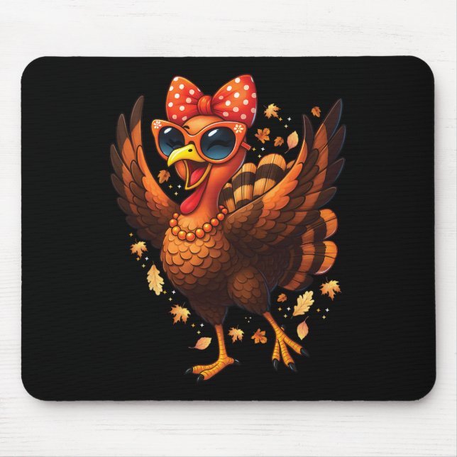 Truthahn Tanzender Truthahn-Tag Damen Herbst Süße  Mousepad (Vorne)