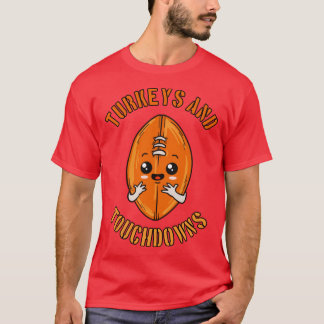 Truthahn-Touchdowns Kawaii Thanksgiving-Design Übe T-Shirt