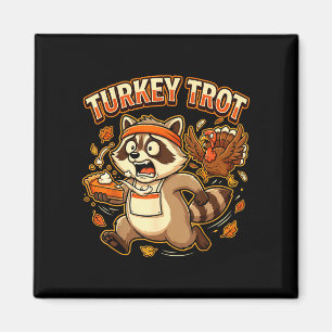 Truthahn-Trott-Waschbär lustiger Thanksgiving lauf Magnet
