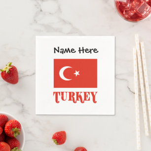 Truthahn Türkische Flagge Personalisierter Name Serviette