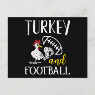 Truthahn und Fußball Lustiger Thanksgiving-Spielta Postkarte