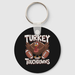 Truthahn und Touchdowns Football Thanksgiving Schlüsselanhänger