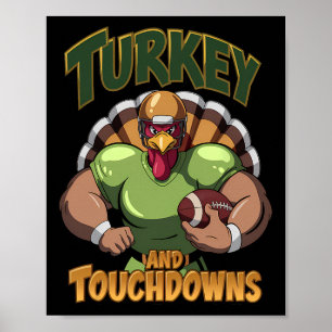 Truthahn und Touchdowns Football Thanksgiving Spie Poster