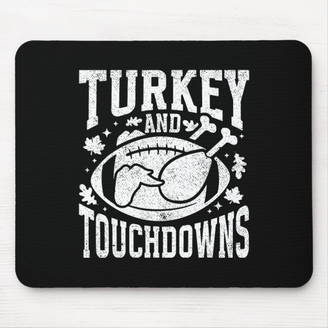 Truthahn und Touchdowns Lustiger Thanksgiving-Foot Mousepad (Vorne)