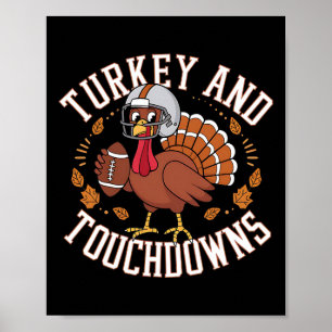 Truthahn und Touchdowns Lustiges Thanksgiving-Foot Poster