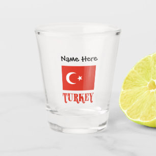 Truthahn und türkische Flagge mit Ihrem Namen Schn Schnapsglas