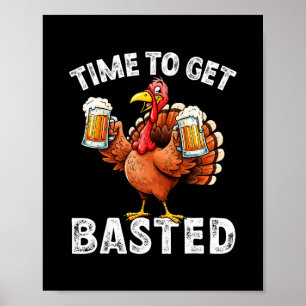 Truthahn Zeit, um Retro-Witziges Thanksgiving M zu Poster