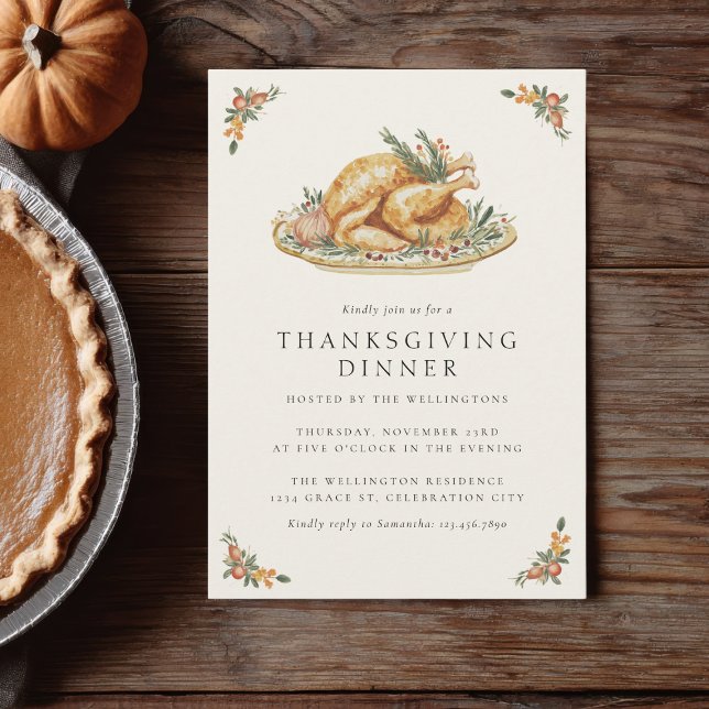 Truthahnbraten rustikales gemütliches Thanksgiving Einladung (Von Creator hochgeladen)