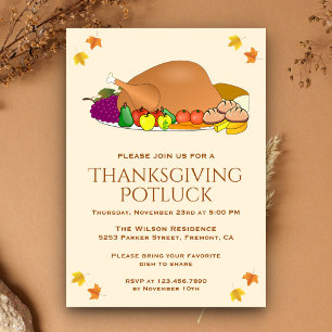 Truthahnfest Thanksgiving Potluck-Einladung Einladung